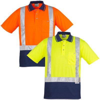 ZH233 Mens Hi-Vis D/N Spliced Short Sleeve Polo