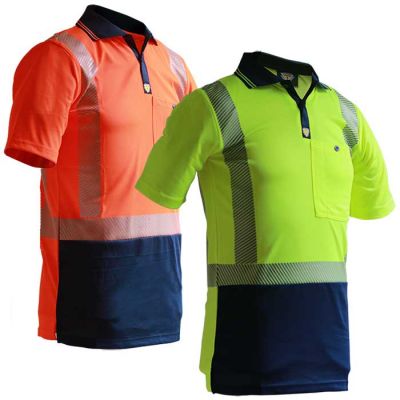 Caution Hi-Vis D/N Segmented Tape Microfibre Polo