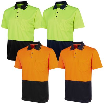 6HJNC JB Jacquard Hi Viz Short Sleeve Polo