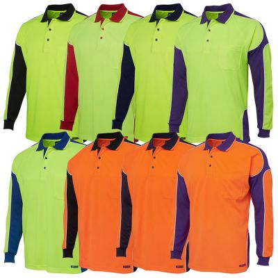 6AP4L JB Hi Vis Long Sleeve Arm Panel Polo