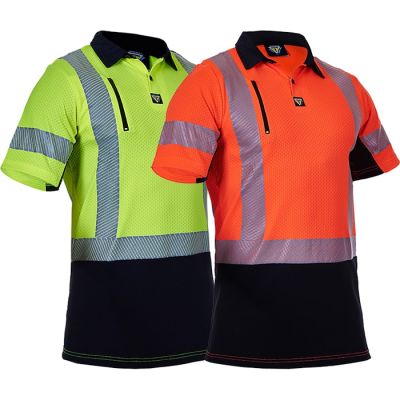 Caution Hi Vis D/N Mens S/Sleeve Microvent Polo