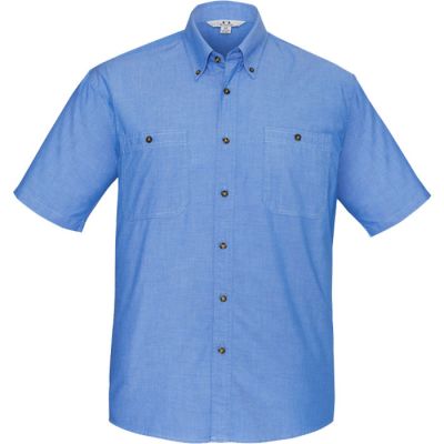 SH113 Chambray Shirt - Short Sleeve - Open Front