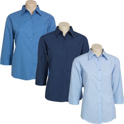 LB8200 Ladies ¾ Sleeve Micro Check Shirt