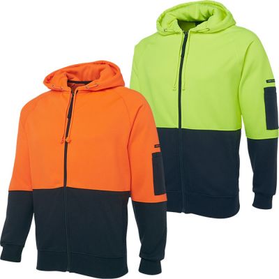 6HVH JB Hi Vis Full Zip Fleece Hoodie