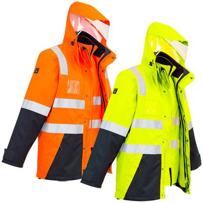 ZJ532 Mens Hi-Vis 4 in 1 Waterproof Jacket