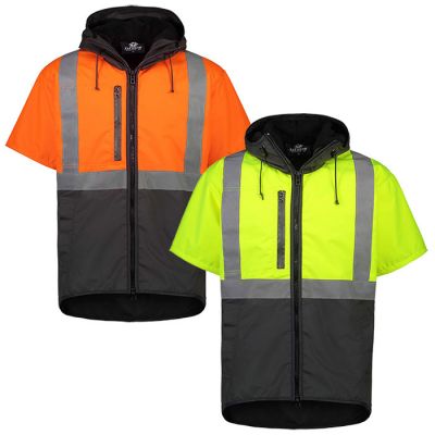 Dacre Hi-Vis Oilskin Short Sleeve Vest With Hood