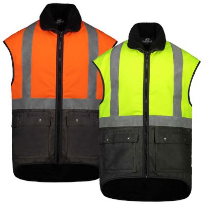 86F Sleeveless Oilskin Hi-Vis Yoke & Ref Tape