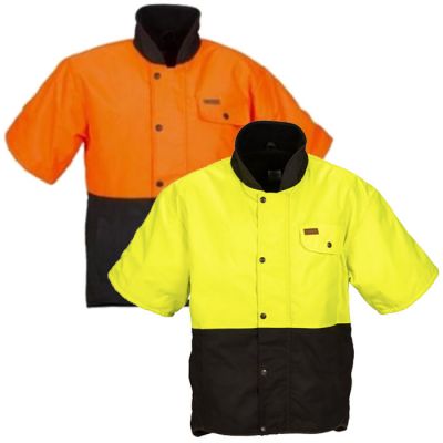 6040 Oilskin S/Sleeve with High Vis Yoke Overlay