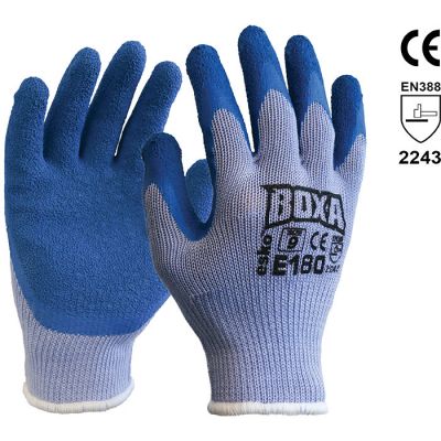 Boxer Knit Glove with Blue Latex Crinkle Palm