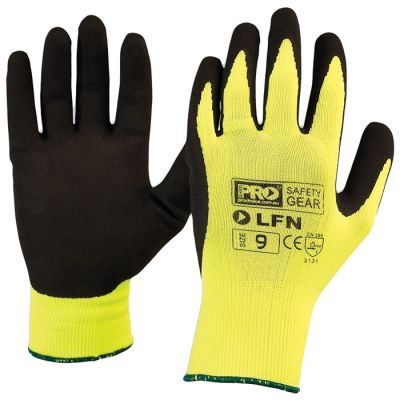 LFN Black Latex Foam Dipped -Hi Vis Yellow Glove