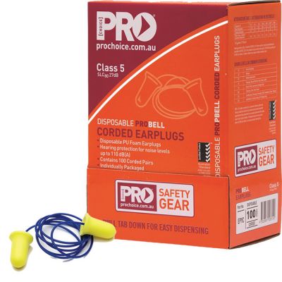 Pro-Bell Disposable Corded Ear Plugs Class 5