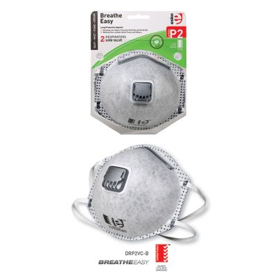 BREATHE EASY DRP2VC-B P2 Valved Carbon Mask 2 Pack