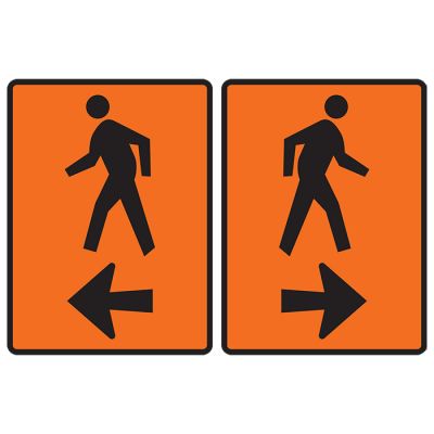 Pedestrian Access with Arrow Sign - Cone Mounted