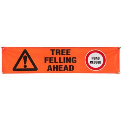 Tree Felling, Road Closed Banner - Orange