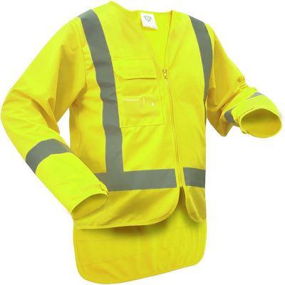 Caution Hi Vis Long Sleeve Vest With Ref Tape